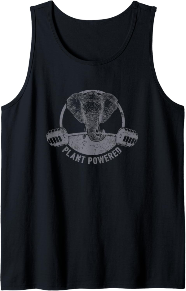 Plant Powered Vegan Elephant T-Shirt - Funny Veganism Quote ... - Image 2